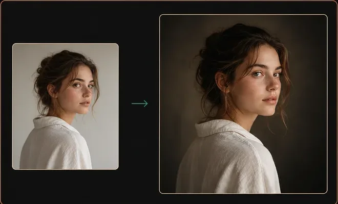 Portrait source transformed into a darker editorial profile image